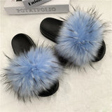 Summer Faux Fur Slippers Women Indoor Furry Fur Slides Female Plush Flip Flops Flats Sandals Casual Fluffy Slipper House Shoes