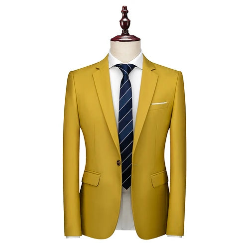 Bright Green Men's Suit Jacket, Stylish Slim Blazer, Wedding Party Dress Coat Suitable for All Seasons Asian