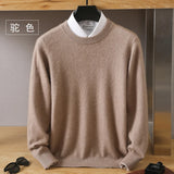 Men's 100% Pure Mink Cashmere Sweater O-Neck Pullovers Knit Sweater Autumn and Winter New Long Sleeve High-End Jumpers Mink Tops