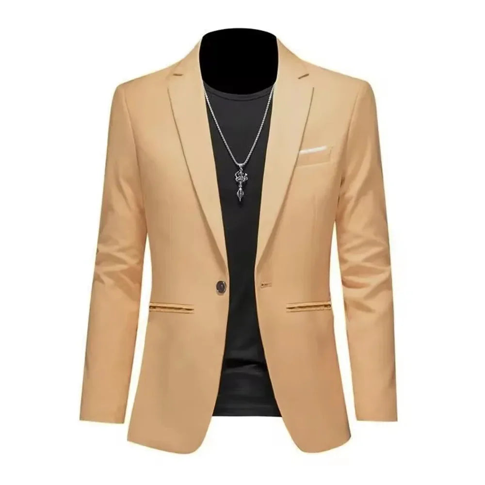 Men's Trendy Leisure Boutique Suit Jacket  Autumn Casual Business Slim Fit Non-ironing Single Button Suit Solid Formal Blouse