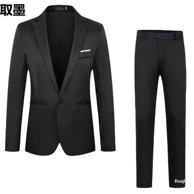 New Men's Fashionable Business Casual Suit Slim Fit Western Style Clothes 2-Piece Set Wholesale Cross-Border E-commerce