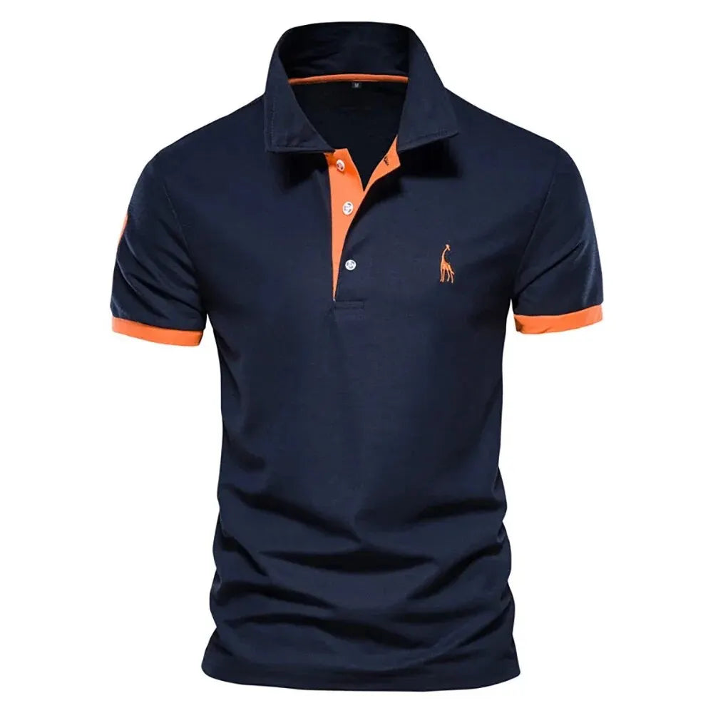 Polo Giraffe Shirt Men Quality Embroidery Summer Short Sleeve Polo Casual Business Social Mens Polos BR Size