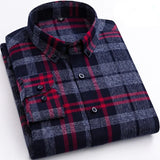 Pure Cotton Men's Plaid Shirt Long Sleeve Regular Fit Men Casual Oversized Shirt Leisure Autumn Male Blouse New Plus Size