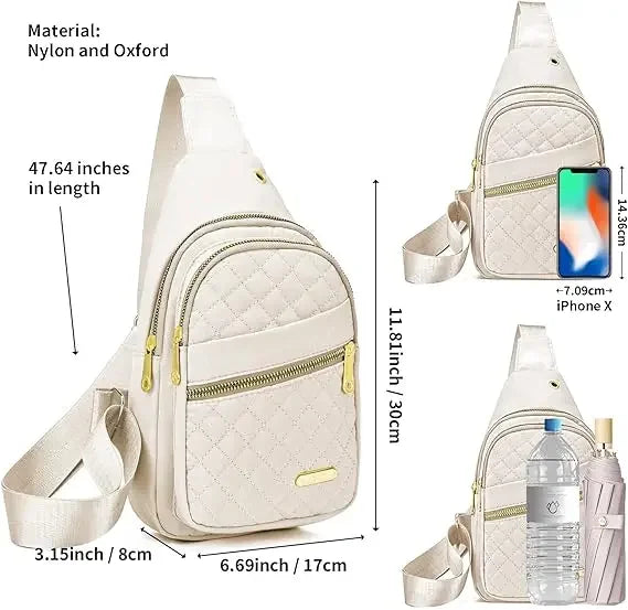 Woman Pink Chest Bag Ladies Waterproof White Chest Shoulder Sling Bag Women Small Backpacks Men Oxford Cloth Crossbody Bag