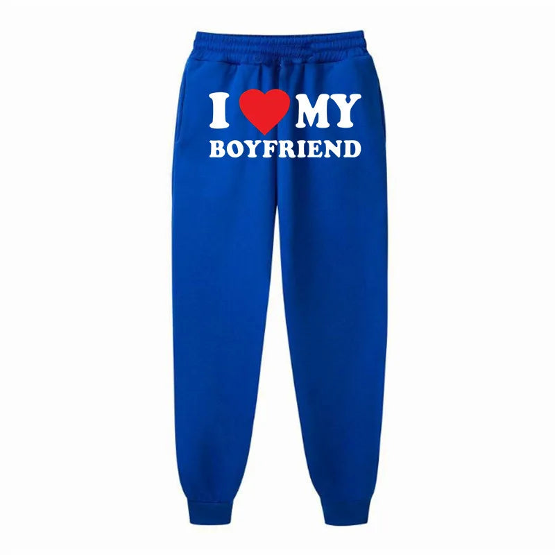 Women’S Fleece Lined Sweatpants Valentine'S Day Love My Boyfriend PrintPants Bottom Sweatpants Joggers Pants High Waisted Pants