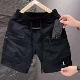 Men's Summer Pocket Zipper Cargo Shorts Trendy Brand Versatile Loose Quick-drying Sports Loose Casual Five-point Beach Pants