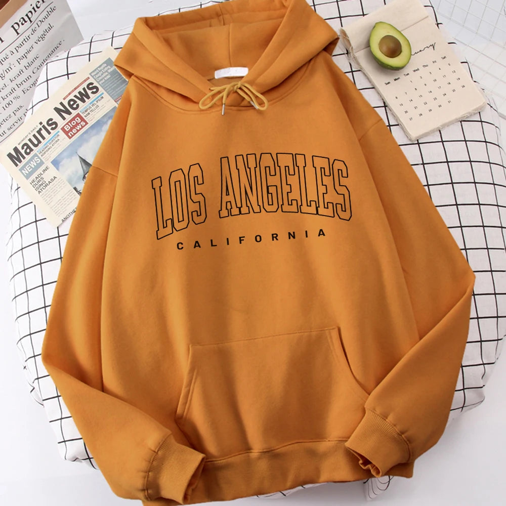 Los Angeles Art Letter Design Women Streetwear American Style Fashion Sweatshirt Autumn Hip Hop Female Hoodies Casual Fleece Top