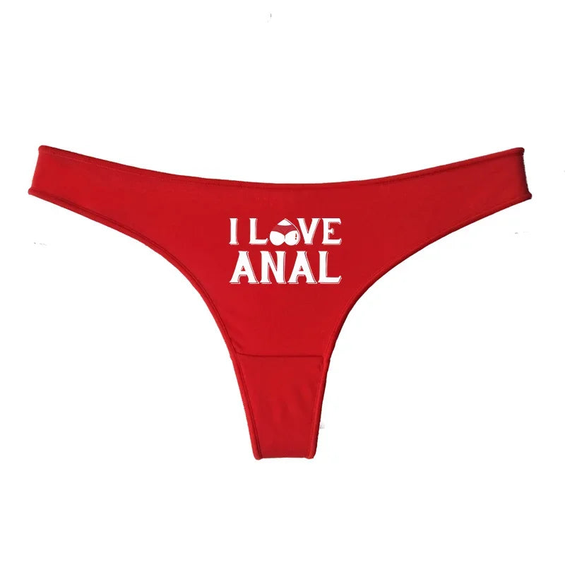 I LOVE ANAL Female Lingerie Girls G String Red Cotton Underwear for Womens Soft Seamless Invisible Breathable Sport Underpant