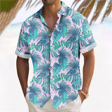 Plant Printed Men's Hawaiian Beach Shirts Summer Casual Short Sleeve Lapel Shirts Holiday Shirts For Men Large Size Men Clothing