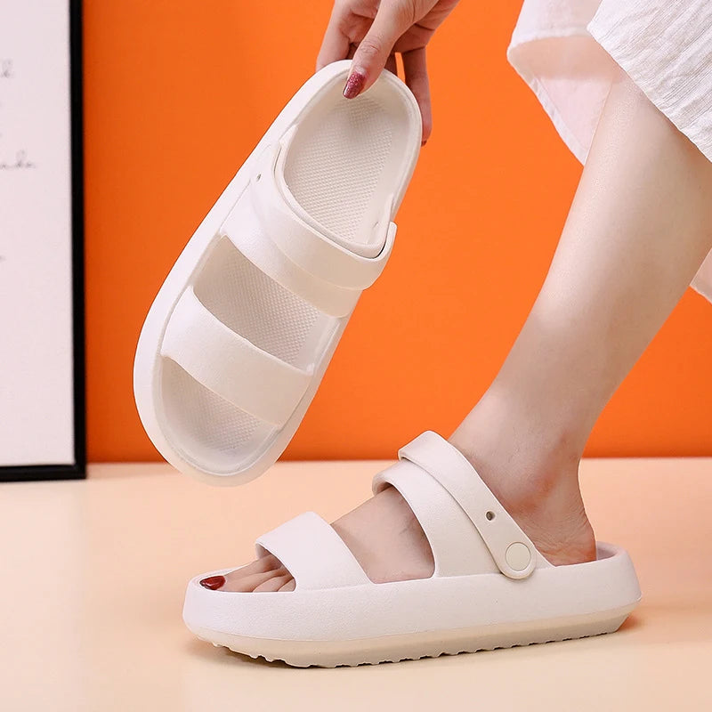 Rimocy Soft Bottom Cloud Slippers Women Summer Thick Soled Platform Sandals Woman Non Slip Bathroom Slippers Flip Flops