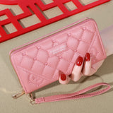 New Wallet Women's European and American Card Bag Zipper Handbag Embroidered Mobile Phone Bag