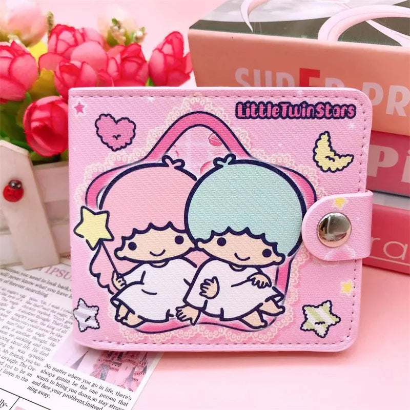 Sanrio Hello Kitty Cinnamoroll My Melody Kuromi New Pu Casual Money Bag Coin Purse Card package Wallet With Buttons ﻿