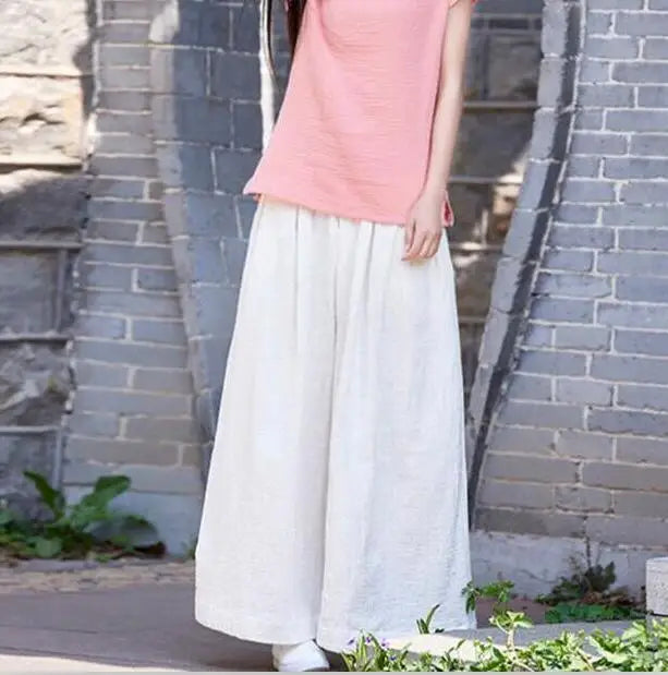 Spring Fashion cotton Wide Leg Pants plus size Female Loose Casual cotton linen Pants Trouser Autunm vintage long pants