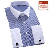 Men's Classic French Cuffs Social Dress Shirt Formal Business Standard-fit Long Sleeve Wedding Party Office Work White Shirts