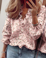 New European and American long sleeved ruffled shirt for women's shirts in spring and summer