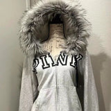 Y2K women's new plush hooded jacket for women's casual and comfortable thickened solid color street daily cardigan top