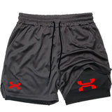 Running Shorts Men Gym Sports 2 In 1 Quick Dry Workout Training Fitness Jogging Short Pants Summer