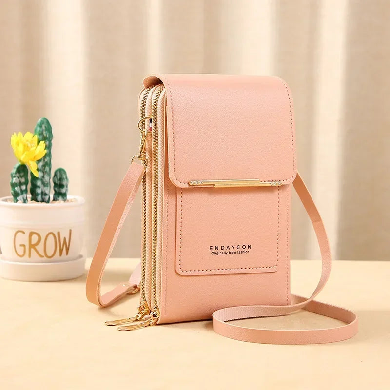 Women Crossbody Shoulder Bags Wallets Touch Screen Cell Phone Purse Soft Leather Strap Handbag for Samsung IPhone Xiaomi Huawei