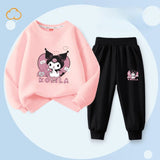 Sanrio Cartoon Kuromi Print Clothing Sets for Children Girls Sweatshirt + Long Pants 2piece Autumn Baby Toddler Kids Sweatsuits