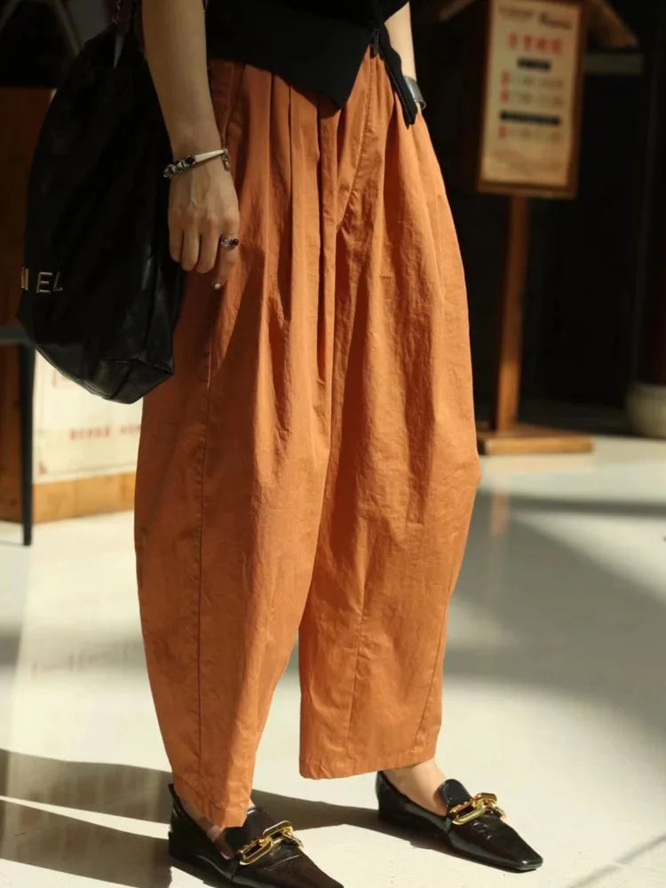 Minimal Elastic High Waist Wide Leg Pants For Women Solid Straight Loose Trousers Fashion Clothing Spring New