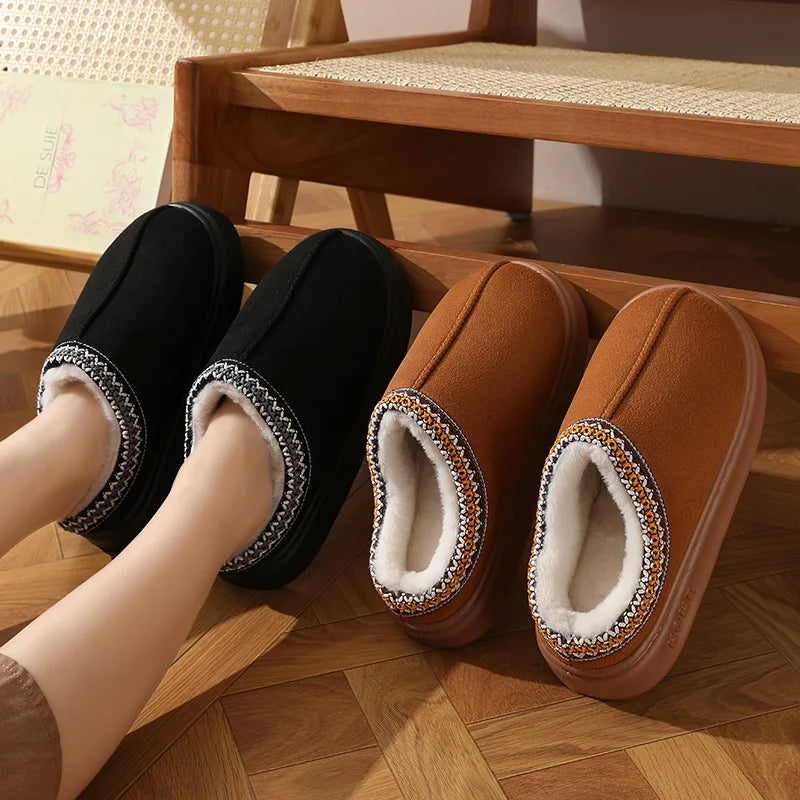 New Fluffy Slippers Women House Flats Fashion Plush Winter Designer Shoes Ladies Home Elegant Casual Footwear