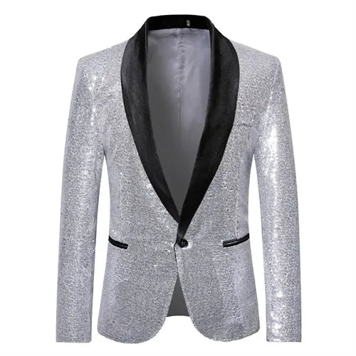 Shiny Gold Sequin Glitter Embellished Blazer Jacket Men Nightclub Prom Suit Coats Mens Costume Homme Stage Clothes For singers