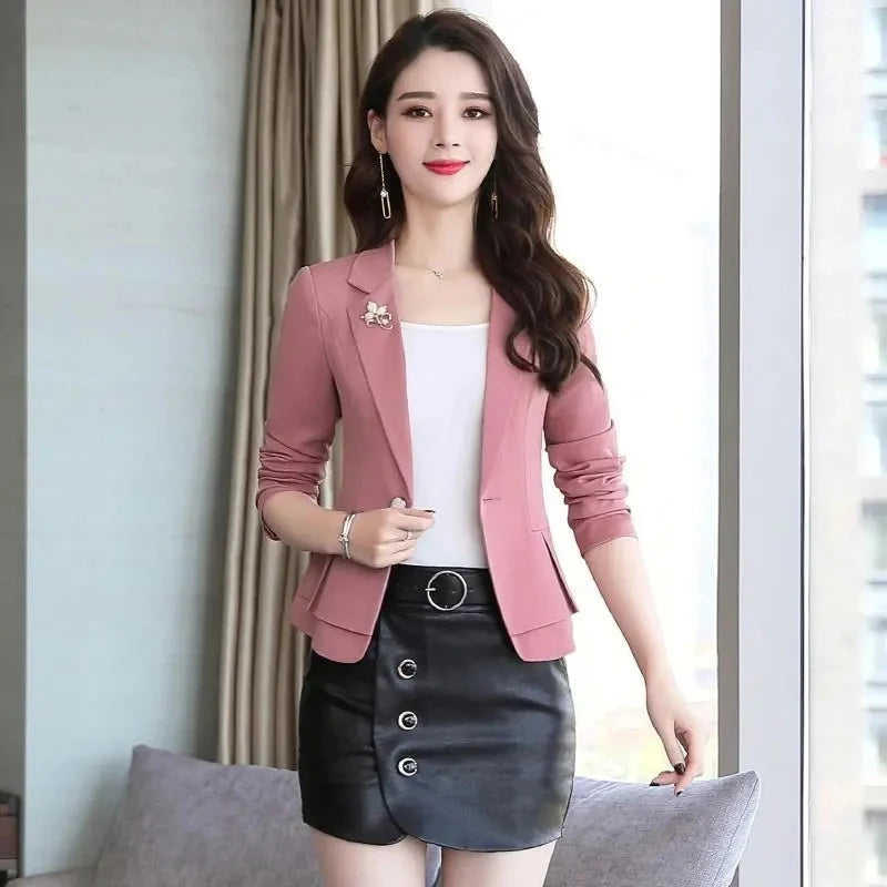 Spring Autumn Jackets Women Blazer 2024New Solid Fashion Slim Office Short Blazer Women Elegant Single Button Formal Blazer Coat