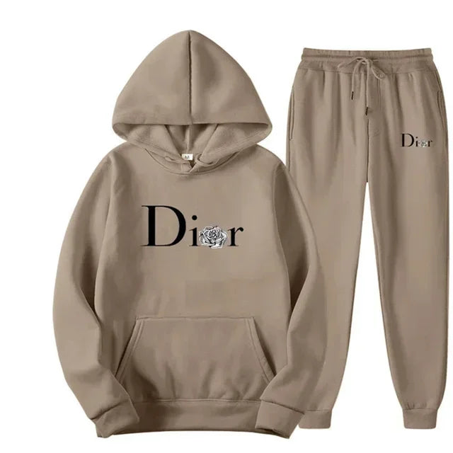 Tracksuit 2 Pieces Sets Hooded Sweatshirt +Drawstring Pants Male Hoodies Running Sportswear Women Autumn Sportswear