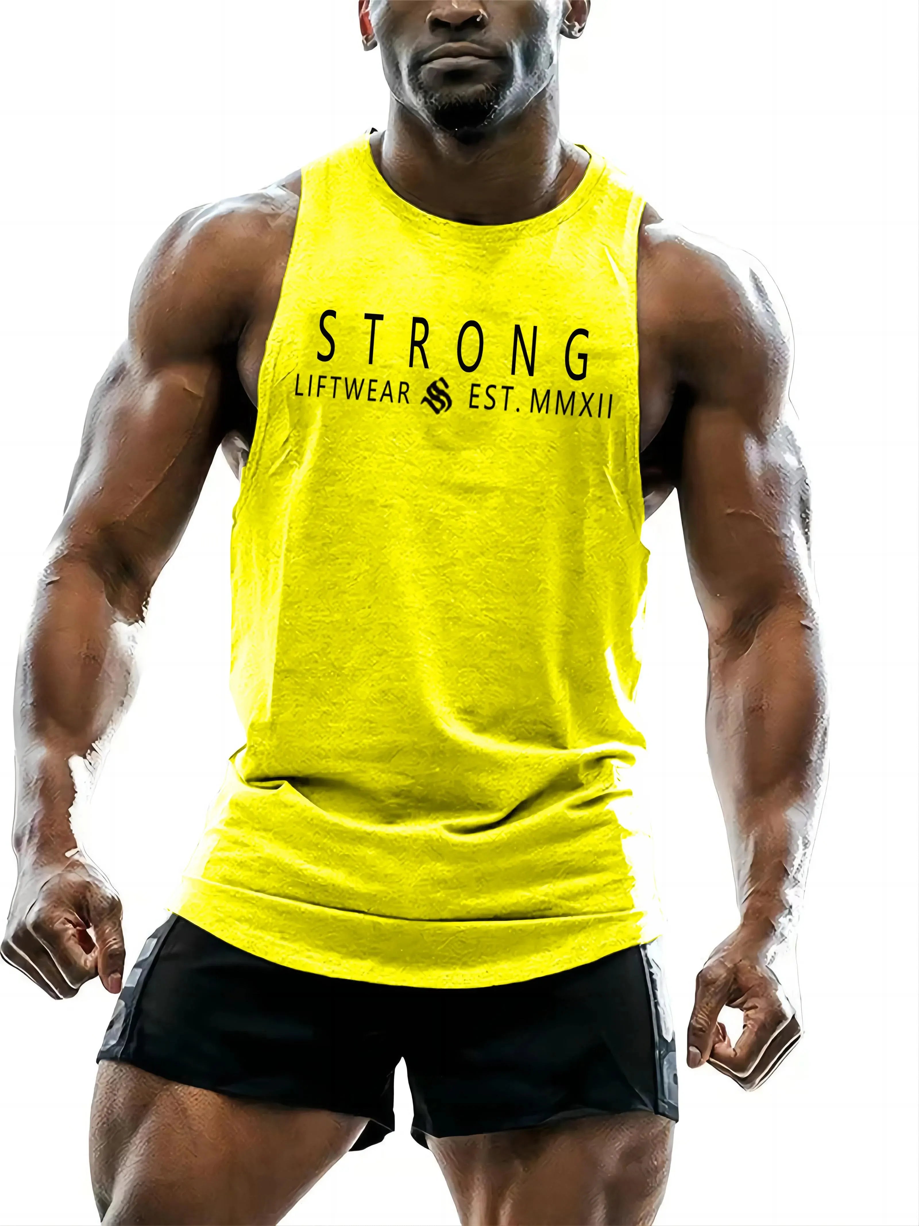 Men's Sleeveless Breathable Fashion Casual Outdoor Fitness Comfortable Quick Drying Vest T-shirt Printed Solid Color Top