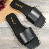 Fashion Minimalist Single Band Slide Sandals Solid Color Women Slippers Summer New Outdoor Sandy Beach Open Toe Flat Shoes