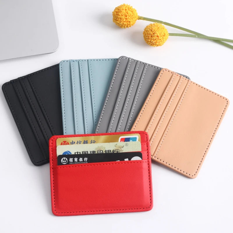 1Pc Pu Leather ID Card Holder Candy Color Bank Credit Card Box Multi Slot Slim Card Case Wallet Women Men Business Card Cover