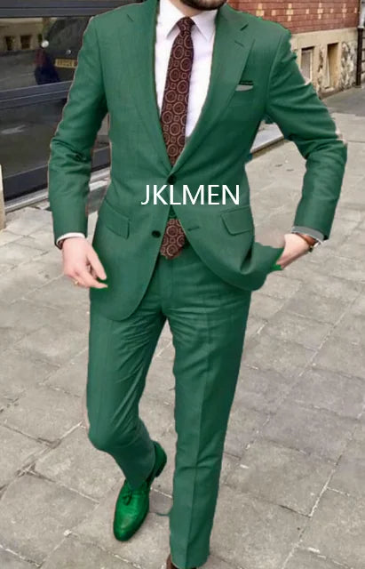 Men's Suit   Handsome Casual 2 Piece Suit For Men Wedding Tuxedos Notched Lapel Groomsmen  Business  Prom Blazer