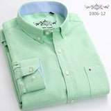 New Oxford woven men's shirt long sleeve striped fashion print casual business social breathable no-iron buckle collar