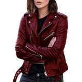 Autumn Short Jacket Solid Female Moto Biker Jackets Thin Ladies Cool Faux Leather Jacket Slim Short Leather Outwear