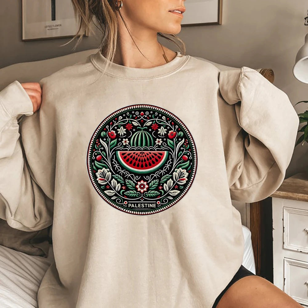 Watermelon Graphic Sweatshirt Aesthetic Fruit Shirt Human Rights Sweater Protest Tee Unisex Long Sleeves Sweatshirts