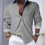 hot-selling men's shirt striped shirt outdoor shopping daily casual buttons super large sizes comfortable fabric