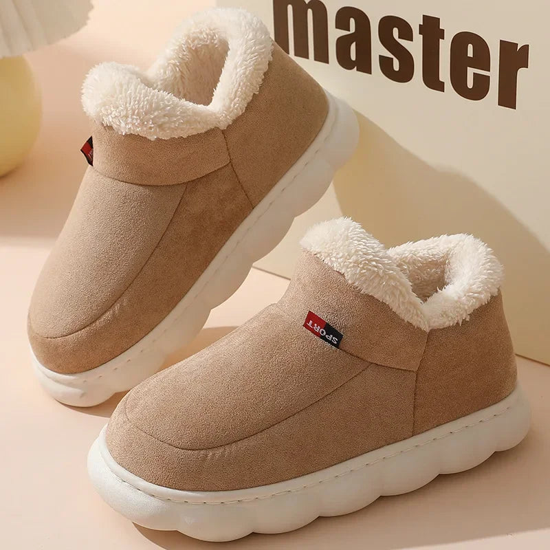 Kidmi Winter Women Shoes Casual House Shoes For Men Outdoor Warm Cotton Shoes For Women Indoor Plush Padded Slippers Female