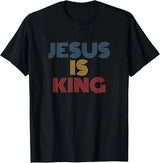 Christian Jesus Is King Design Crown T-Shirt Street Casual Couple Clothes  T Shirts for Men  Camisetas