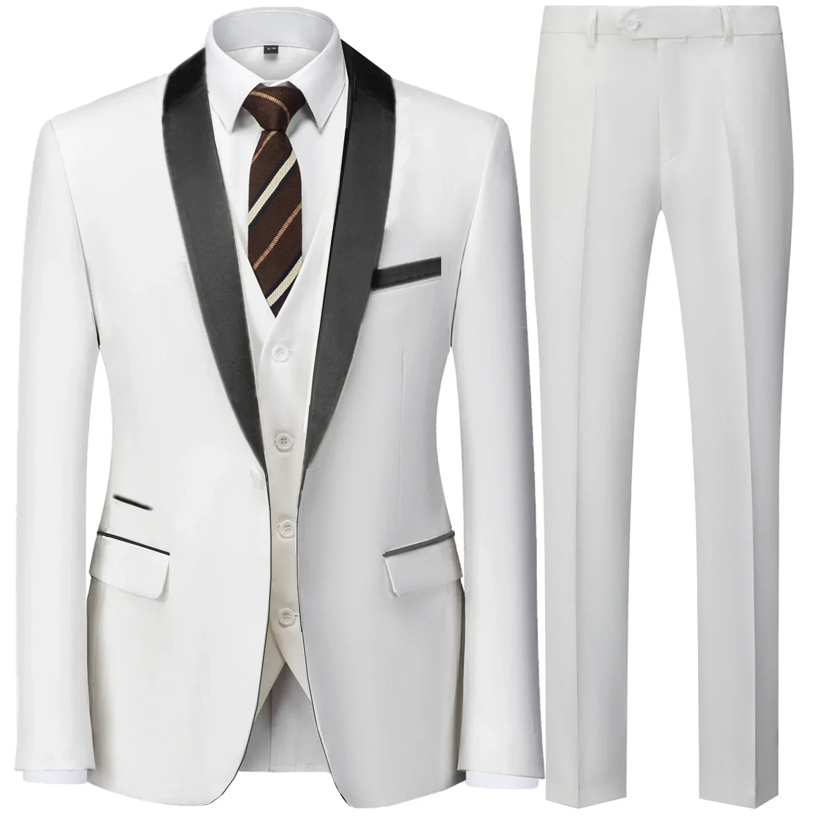 New Costume Clothing Luxury Party Stage Men's Suit Groomsmen Regular Fit Tuxedo 3 Peice Set Jacket+Trousers+Vest Blazers Pants