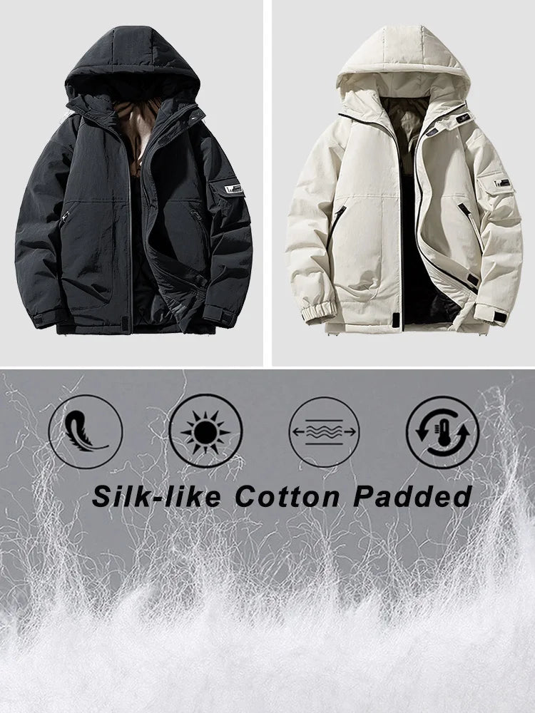 New Winter Men's Parkas Korean Fashion Hooded Windbreaker Padding Coat Men/Women Unisex Style Thicken Warm Jackets