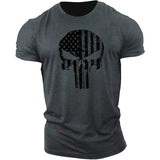 New Fashion Skull 3D Printing Men's Casual Sports T-Shirt Short Sleeve Summer New Quick Dry Tough Guy Army Green Plus Size Top