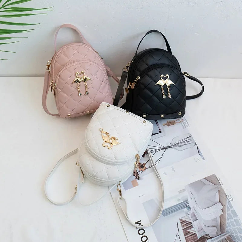 Mini Backpack for Women Swan Hanging Embroidery Small Backpack Purse Girls Leather Bookbag Ladies Satchel Bags Women's HandBag