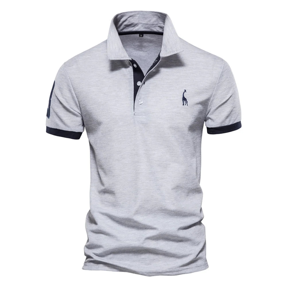 Polo Giraffe Shirt Men Quality Embroidery Summer Short Sleeve Polo Casual Business Social Mens Polos BR Size