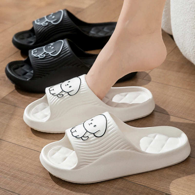 Cartoon Puppy Summer Couple Non-slip Soft Slides Lithe Comfort Sandals Men Women Casual Slippers Ladies' Home Flip Flops