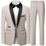 New Costume Clothing Luxury Party Stage Men's Suit Groomsmen Regular Fit Tuxedo 3 Peice Set Jacket+Trousers+Vest Blazers Pants