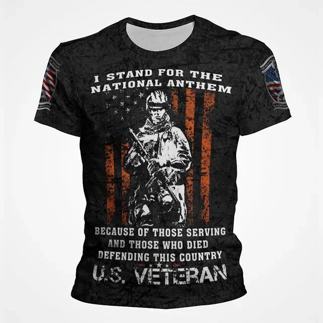 USA Army US Veteran T Shirt for Men Clothing Combat Military Camouflage T-Shirt 3D Skull Printed Short Sleeve Olive Beige Tshirt