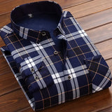 Men's Autumn Winter Casual Long Sleeve Plaid Shirt Thick Warm Men's Casual High-Quality Soft Large Size Warm Shirt Tops 4XL