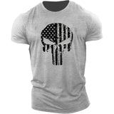 New Fashion Skull 3D Printing Men's Casual Sports T-Shirt Short Sleeve Summer New Quick Dry Tough Guy Army Green Plus Size Top