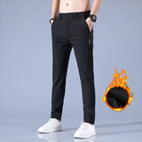 Winter velvet Casual Pants Men Thick Business Stretch Slim Elastic Waist Jogger Outdoors Korean Classic Fleece Trousers Male