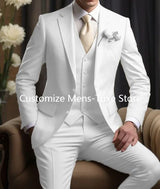 Elegant Wedding Men's Suits  Blazer Slim Fit 3 Pcs Jacket Pants Vest Luxury Costume Homme Formal Party Male Clothing